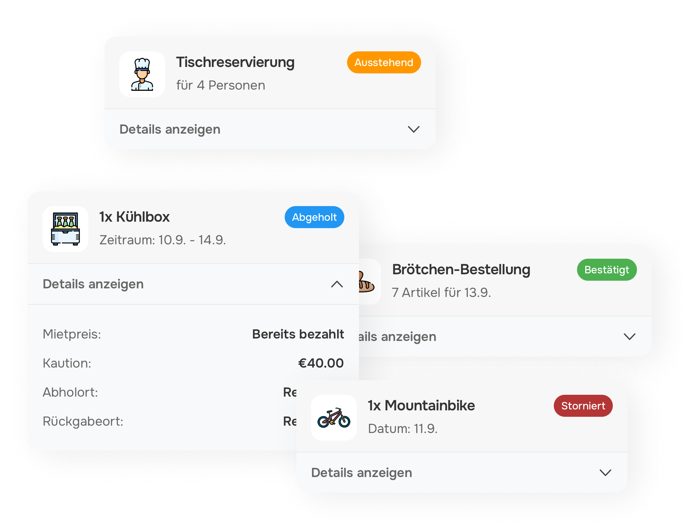 Equipment buchen